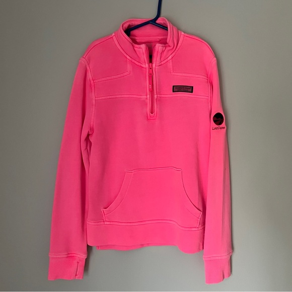 Vineyard Vines 🐳 Neon Pink Pull Over Quarter Zip - Picture 2 of 6